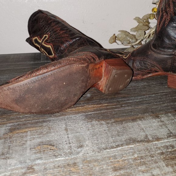 Retro 70s Western PECOS BILL Boot  Party Dance Women Sz 7.5 -8 Brown Logo NICE - Picture 8 of 11